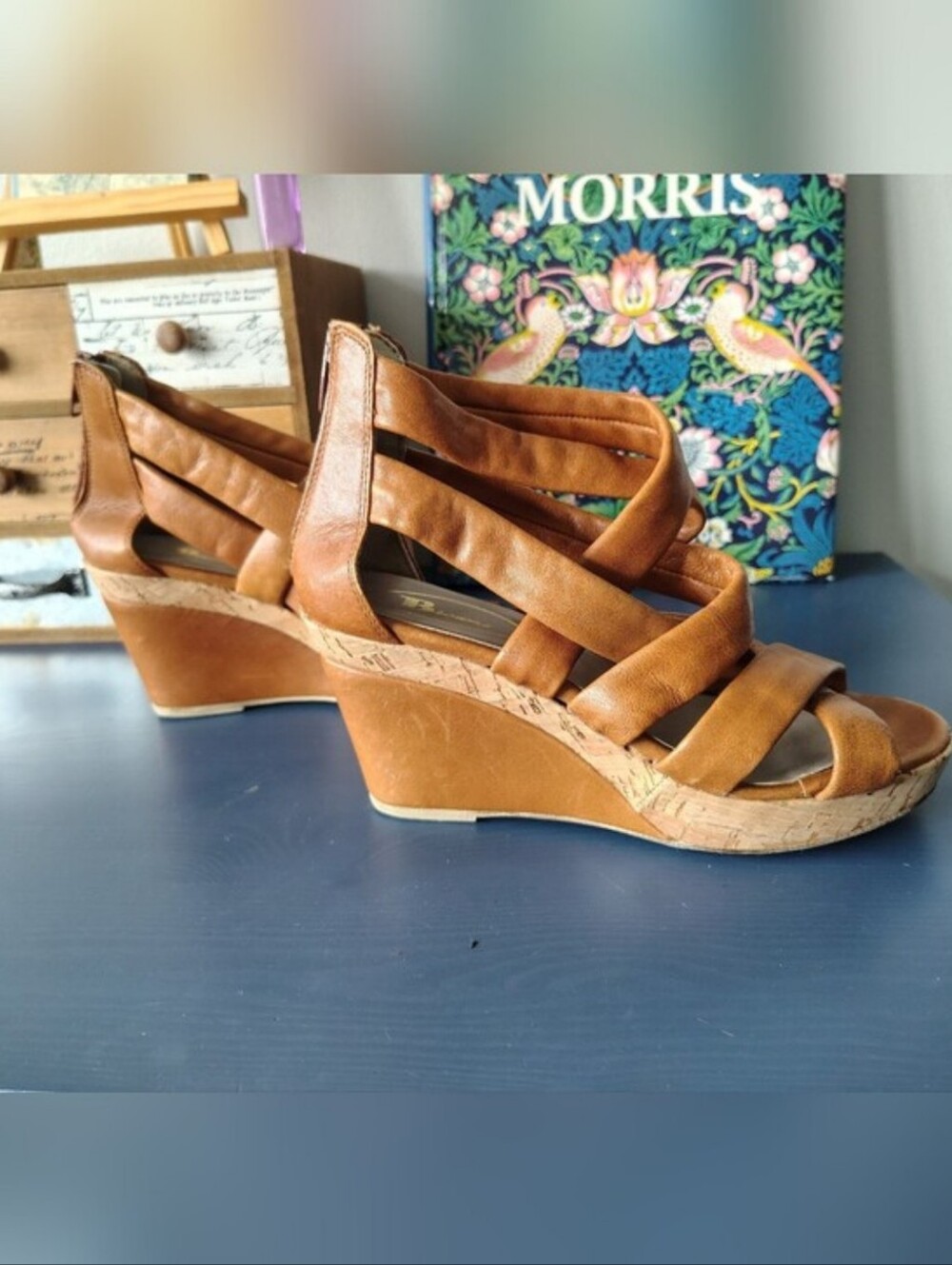 Tan Wedge Platform Gladiator Sandals - size 37